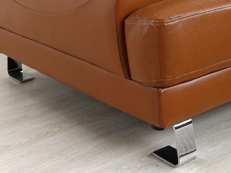 Vente-unique - Canapé d'angle Gauche en Cuir Premium Camel EXCELSIORA