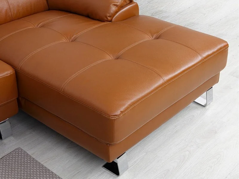Vente-unique - Canapé d'angle Gauche en Cuir Premium Camel EXCELSIORA