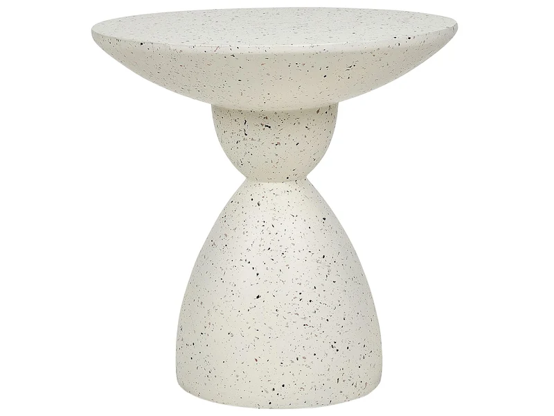 Beliani Table d'Appoint Effet Terrazzo Forme Contournée Ronde 52 cm Résistant Blanc Cassé Caffi