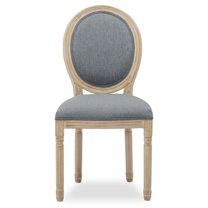 INTENSE DECO Lot de 2 chaises médaillon Louis XVI Tissu Gris