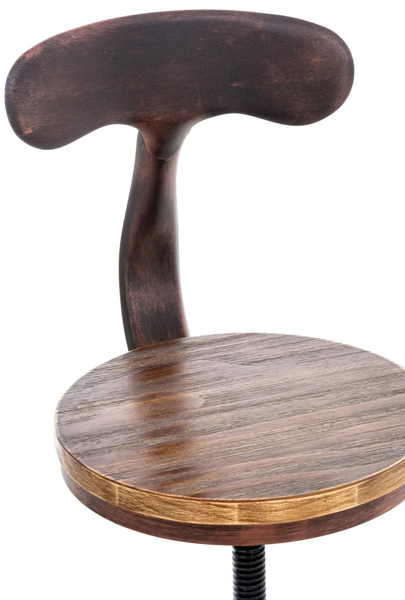 CLP Lot de 2 tabourets de Bar Hanam au Design Industriel I Chaise de Bar métallique réglable en Hauteur avec Assise et Dossier en Bois, Couleur:Bronze