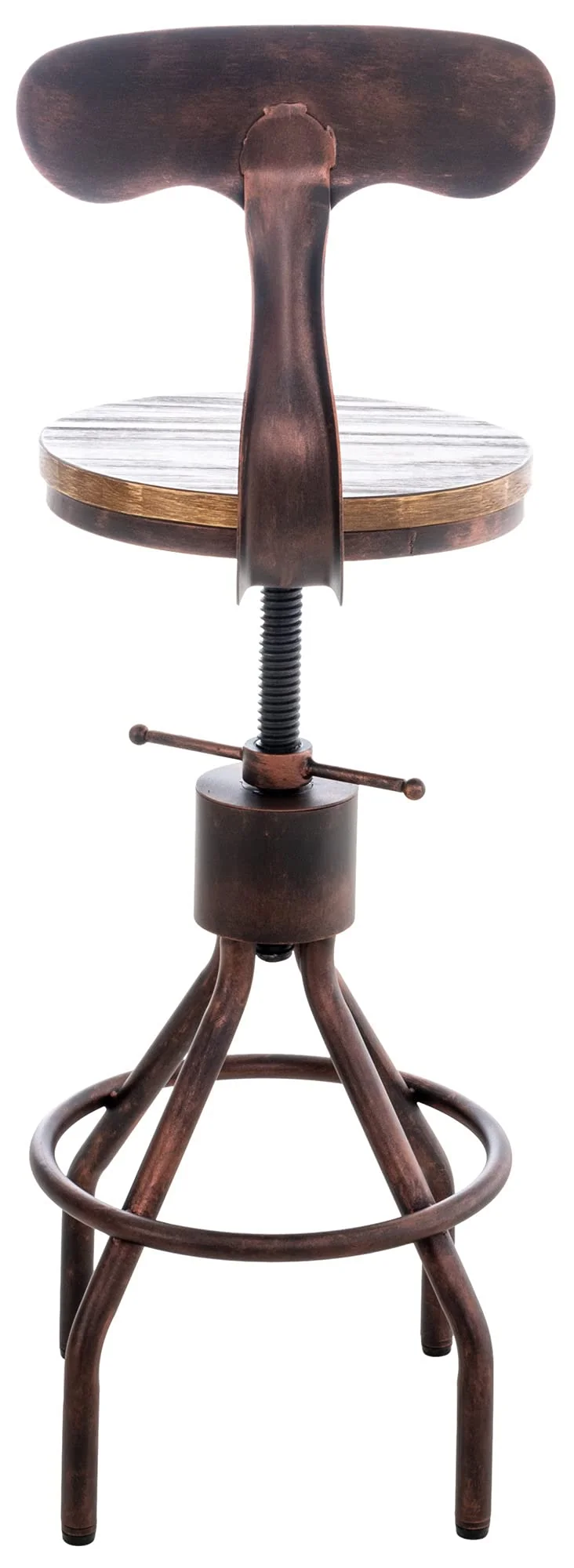 CLP Lot de 2 tabourets de Bar Hanam au Design Industriel I Chaise de Bar métallique réglable en Hauteur avec Assise et Dossier en Bois, Couleur:Bronze