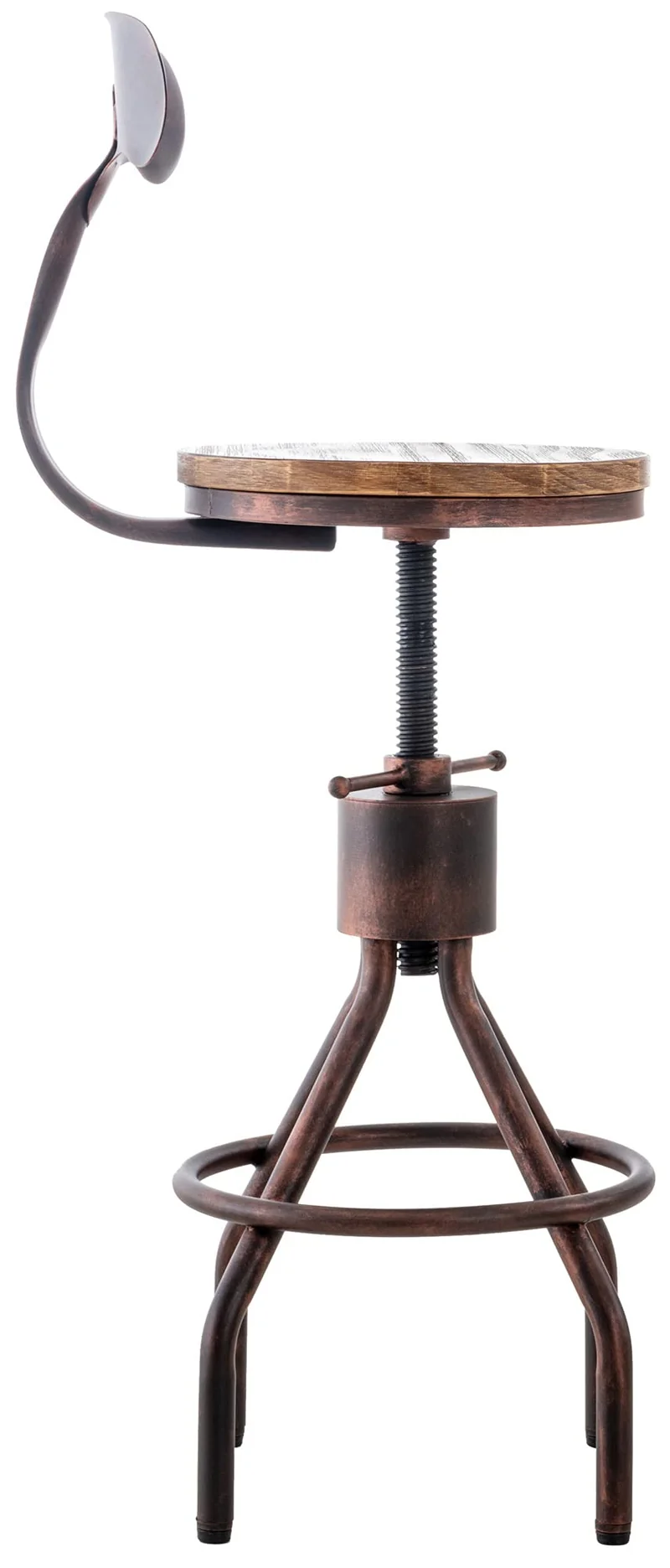 CLP Lot de 2 tabourets de Bar Hanam au Design Industriel I Chaise de Bar métallique réglable en Hauteur avec Assise et Dossier en Bois, Couleur:Bronze