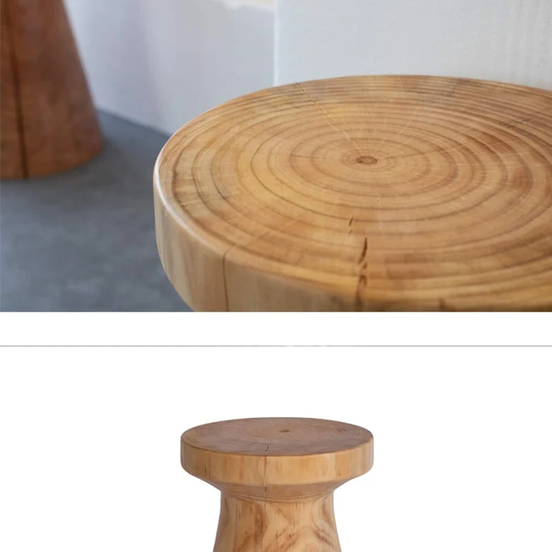 NNHDWS Table Ronde Côté Souche en Bois Massif Café Table D'appoint, Souche d'arbre Accent Natural Edge Side Table De Chevet, Canapé Table D'appoint, Chambre Chambre Balcon, Table d'angle,Wood Color