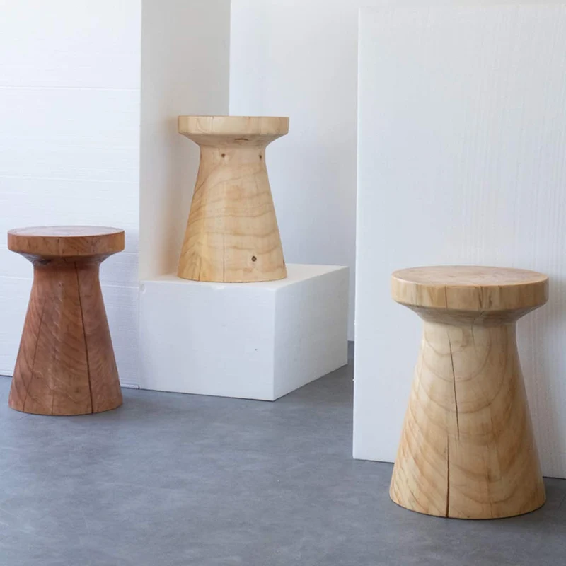 NNHDWS Table Ronde Côté Souche en Bois Massif Café Table D'appoint, Souche d'arbre Accent Natural Edge Side Table De Chevet, Canapé Table D'appoint, Chambre Chambre Balcon, Table d'angle,Wood Color