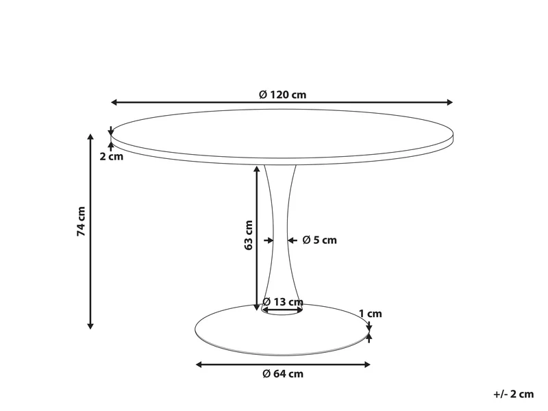 Table de Cuisine Ronde Minimaliste ø 120 cm Base en Métal Plateau MDF Effet Marbre Blanc Boca