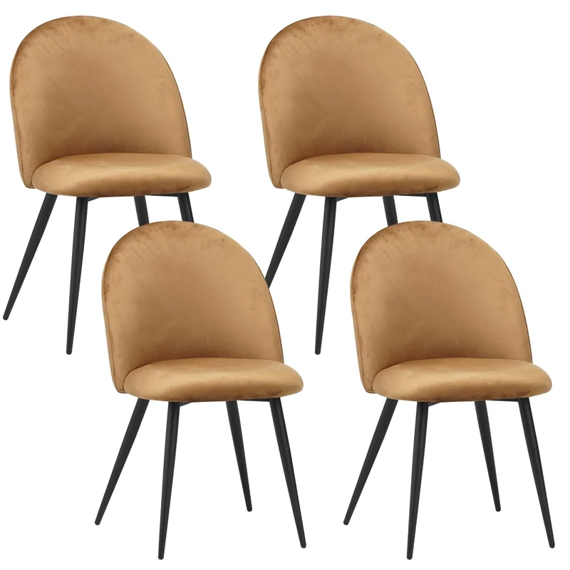Albatros Capo Lot de 4 chaises de salle à manger avec housse en velours Marron – Design vintage élégant avec housse en velours – Chaise rembourrée certifiée SGS – Chaise de cuisine moderne