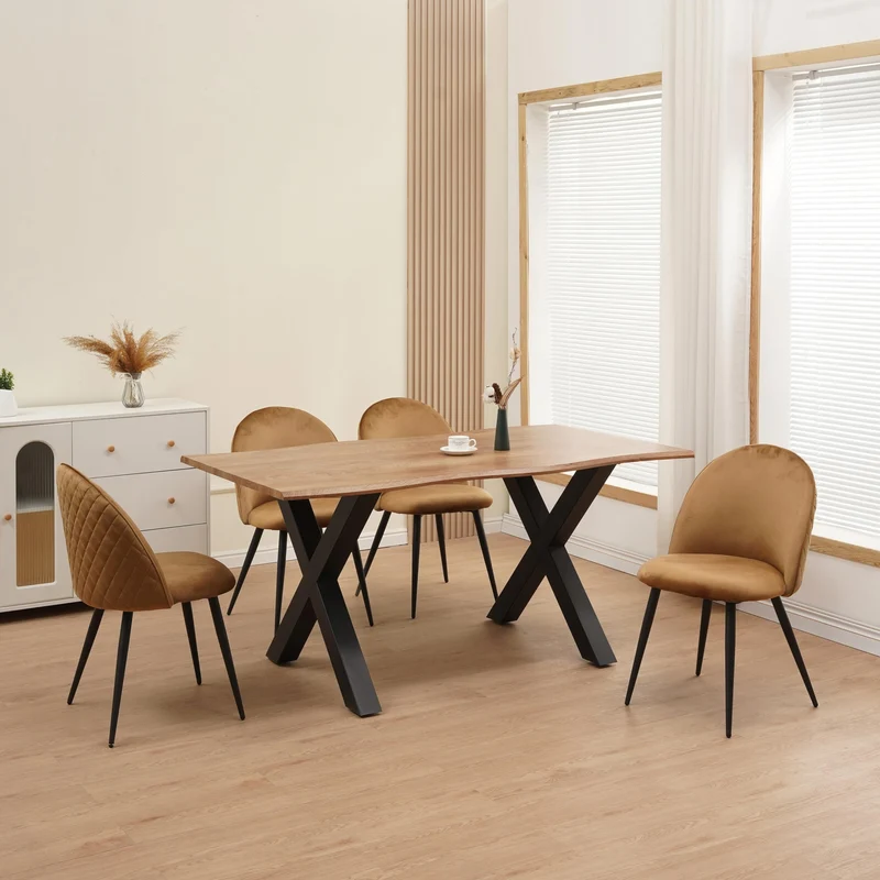 Albatros Capo Lot de 4 chaises de salle à manger avec housse en velours Marron – Design vintage élégant avec housse en velours – Chaise rembourrée certifiée SGS – Chaise de cuisine moderne