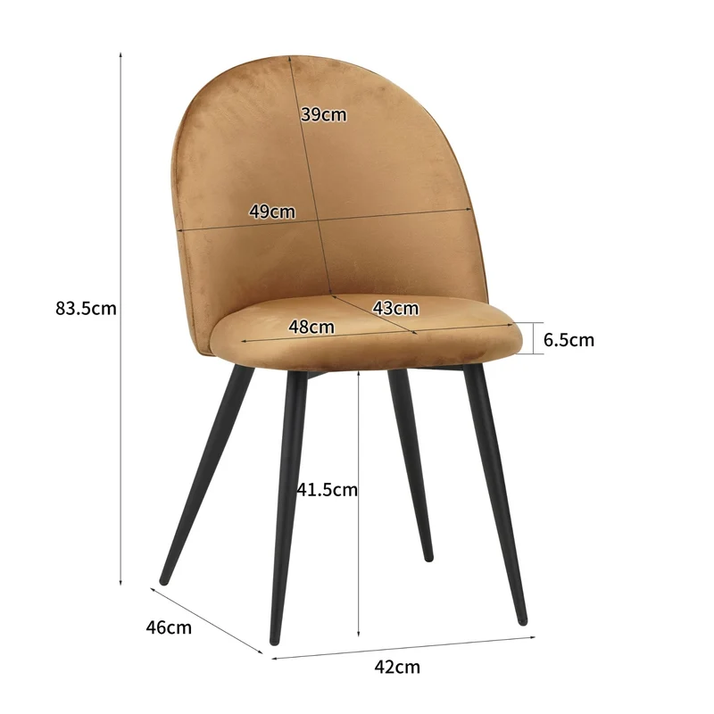 Albatros Capo Lot de 4 chaises de salle à manger avec housse en velours Marron – Design vintage élégant avec housse en velours – Chaise rembourrée certifiée SGS – Chaise de cuisine moderne