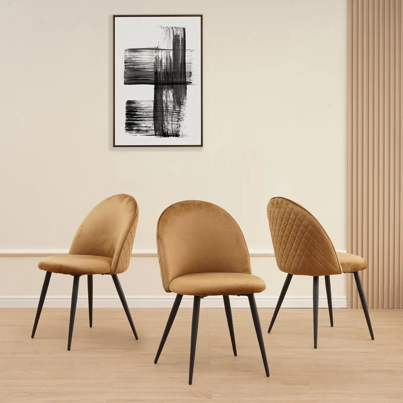 Albatros Capo Lot de 4 chaises de salle à manger avec housse en velours Marron – Design vintage élégant avec housse en velours – Chaise rembourrée certifiée SGS – Chaise de cuisine moderne