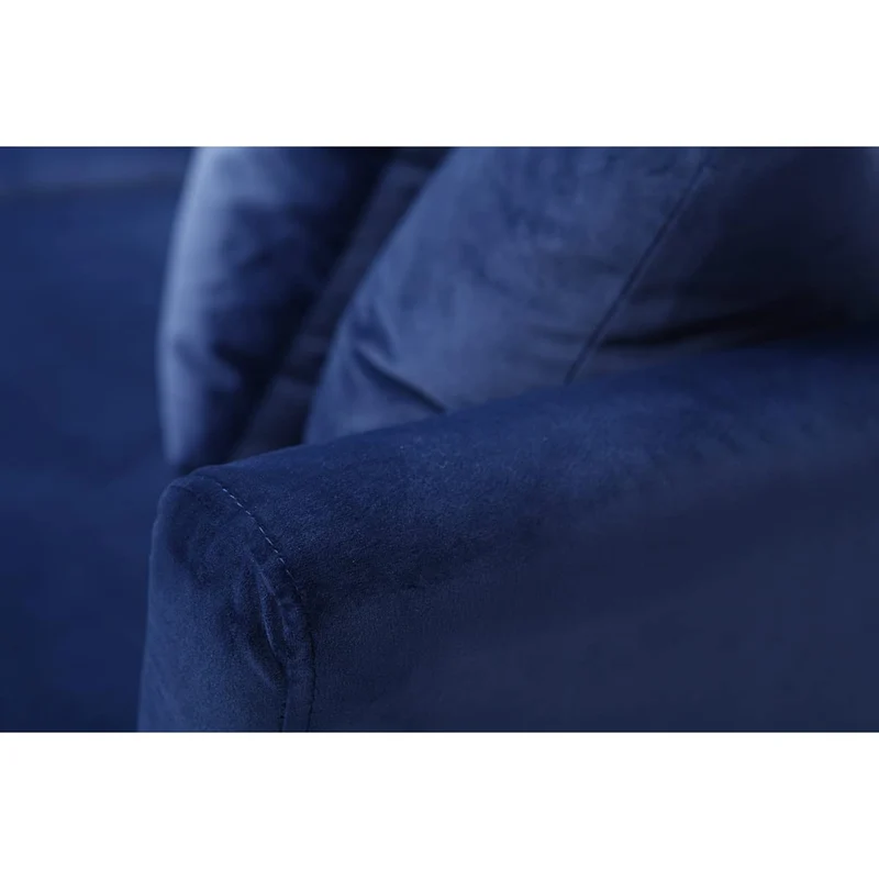 Miliboo Canapé scandinave déhoussable 3 Places en Tissu Velours Bleu Nuit et Bois Clair Oslo