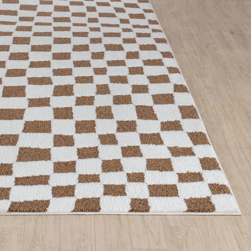 Livabliss Pula Tapis Géométrique Scandinave - Grand Tapis Salon, Salle à Manger, Chambre, Cuisine - Design Boheme Chic, Berbere Moderne, Poil Court 160x213 cm - Crème, Orange, Brun