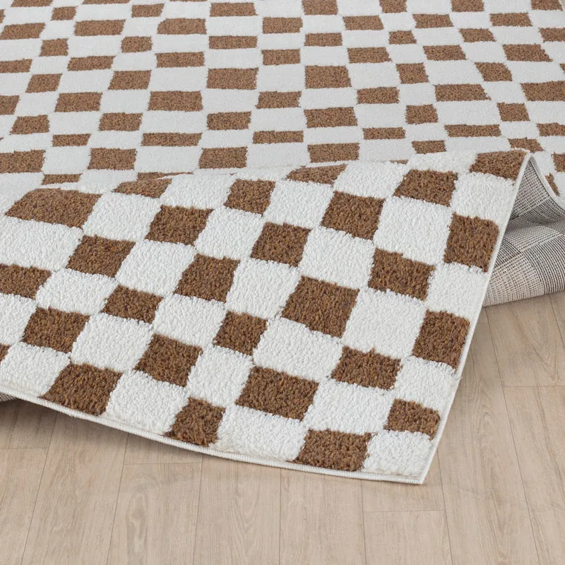 Livabliss Pula Tapis Géométrique Scandinave - Grand Tapis Salon, Salle à Manger, Chambre, Cuisine - Design Boheme Chic, Berbere Moderne, Poil Court 160x213 cm - Crème, Orange, Brun