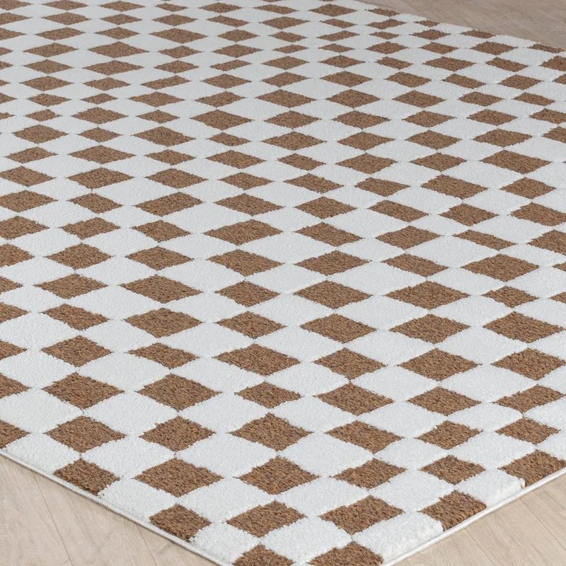 Livabliss Pula Tapis Géométrique Scandinave - Grand Tapis Salon, Salle à Manger, Chambre, Cuisine - Design Boheme Chic, Berbere Moderne, Poil Court 160x213 cm - Crème, Orange, Brun