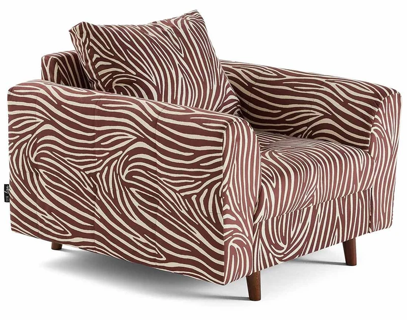 Lisa Design - Rune - Fauteuil zèbre en Velours, Marron/Blanc