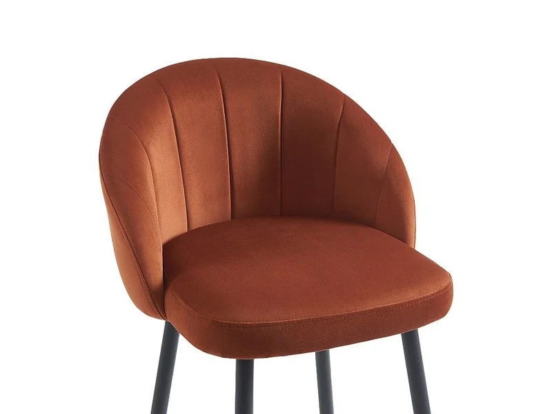 Vente-unique - Lot de 2 tabourets de Bar en Velours et métal - Terracotta - ELIRAM