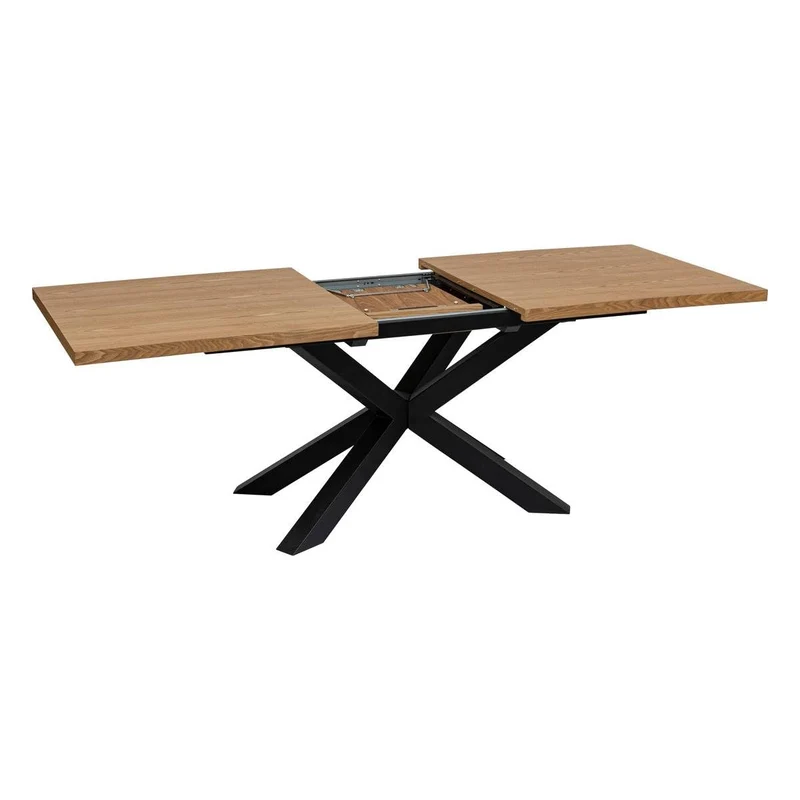Atmosphera - Table à Manger Extensible Olaf 10 Personnes, 180/220 cm, Effet Bois et Pieds Métal Noir - pour Salon, Salle à Manger