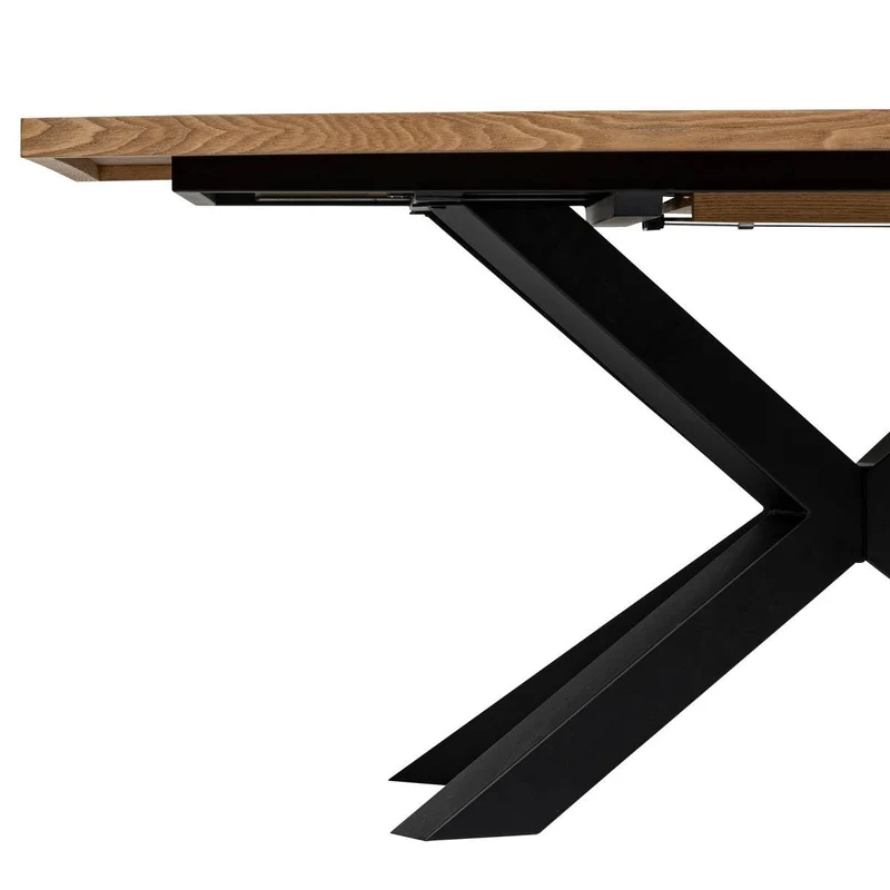 Atmosphera - Table à Manger Extensible Olaf 10 Personnes, 180/220 cm, Effet Bois et Pieds Métal Noir - pour Salon, Salle à Manger