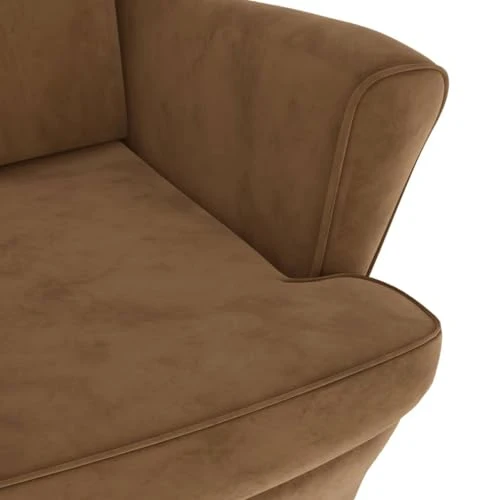 QJBSAVVA Fauteuil marron en velours moderne avec assise et dossier rembourrés, 74 x 84 x 100 cm, confortable pour salon, chambre à coucher et balcon