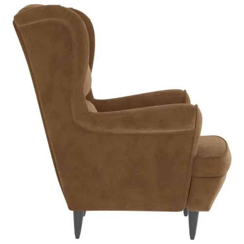 QJBSAVVA Fauteuil marron en velours moderne avec assise et dossier rembourrés, 74 x 84 x 100 cm, confortable pour salon, chambre à coucher et balcon