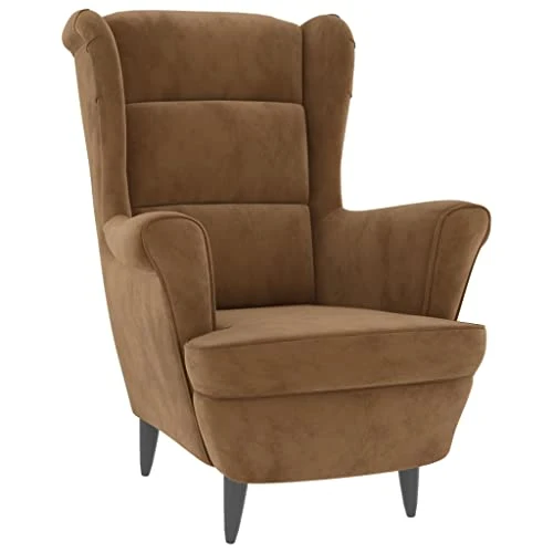 QJBSAVVA Fauteuil marron en velours moderne avec assise et dossier rembourrés, 74 x 84 x 100 cm, confortable pour salon, chambre à coucher et balcon