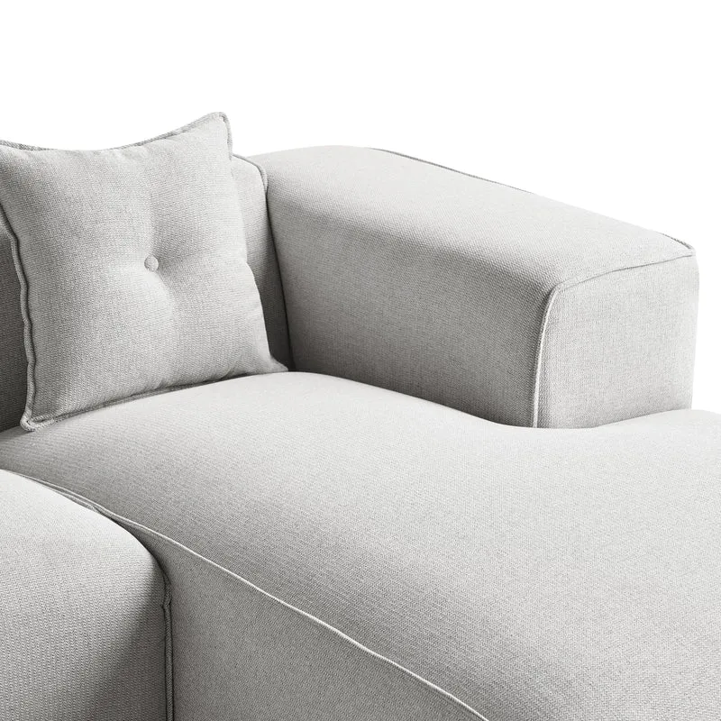 Canapé d'Angle Côté Gauche 3 Places avec Coussins Rembourré en Tissu Gris Clair Dolva