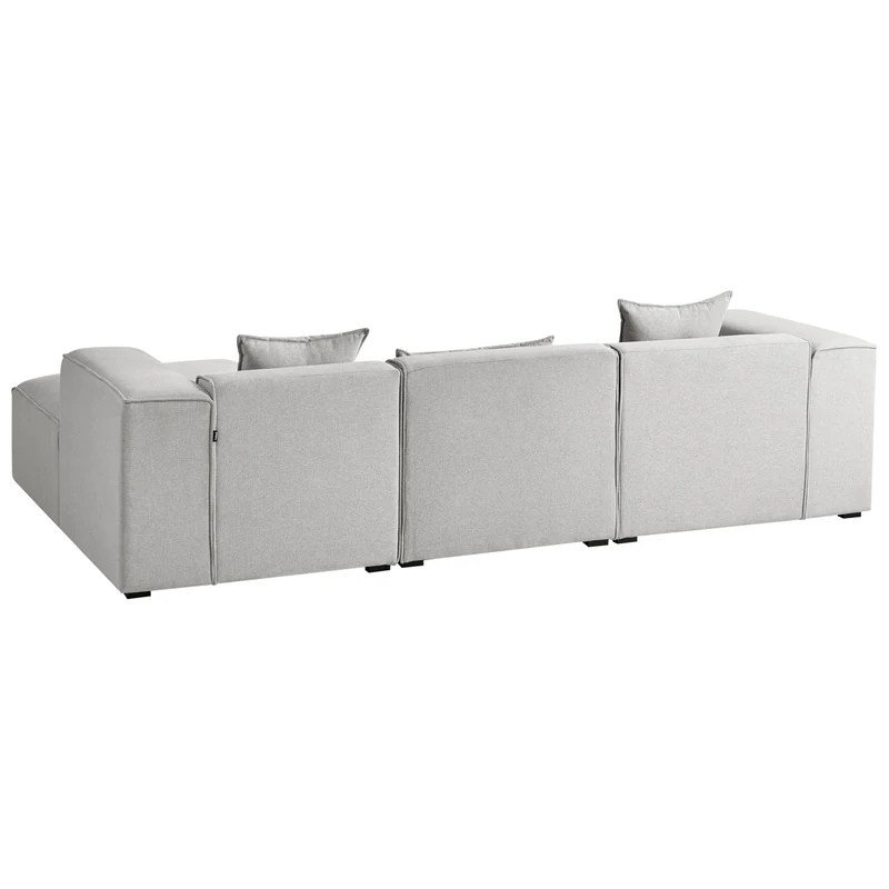 Canapé d'Angle Côté Gauche 3 Places avec Coussins Rembourré en Tissu Gris Clair Dolva