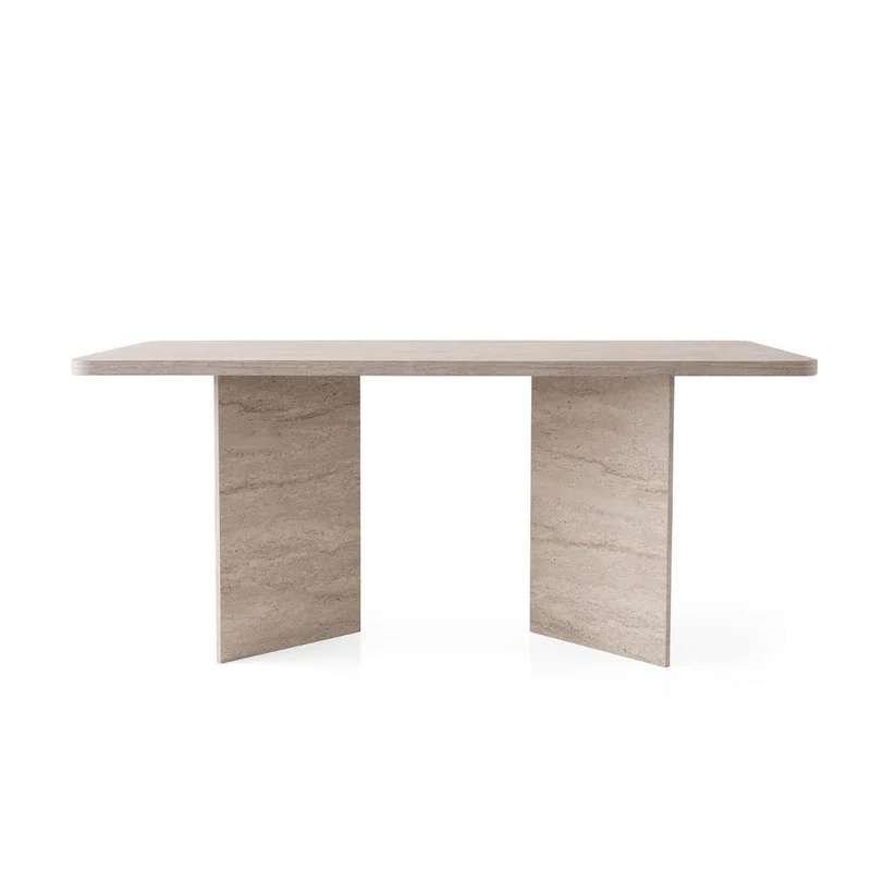 Calicosy – Table à Manger Rectangulaire L180 cm en Bois – Design Moderne avec 2 Pieds Pleins – L180 x P90 x H77 cm – Table Familiale 4 à 6 Personnes – Modèle Ava