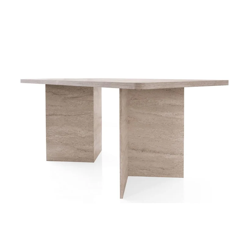 Calicosy – Table à Manger Rectangulaire L180 cm en Bois – Design Moderne avec 2 Pieds Pleins – L180 x P90 x H77 cm – Table Familiale 4 à 6 Personnes – Modèle Ava