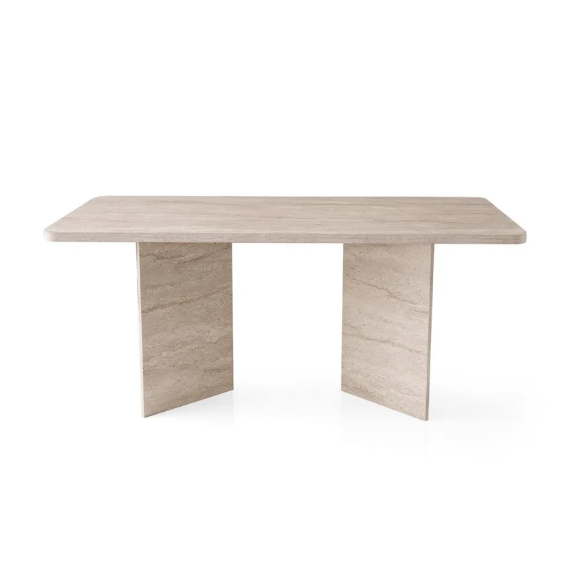 Calicosy – Table à Manger Rectangulaire L180 cm en Bois – Design Moderne avec 2 Pieds Pleins – L180 x P90 x H77 cm – Table Familiale 4 à 6 Personnes – Modèle Ava