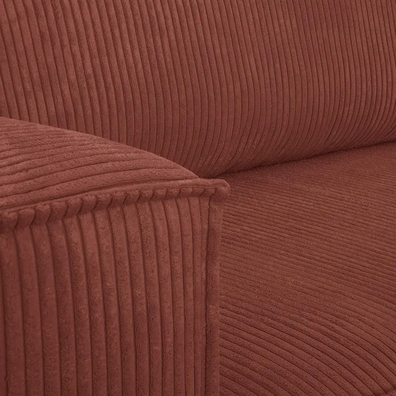 HOMIFAB Canapé d'angle Convertible réversible 4 Places avec Coffre de Rangement en Velours côtelé Rouille - Livia, 240 x 101/154 x 84 cm