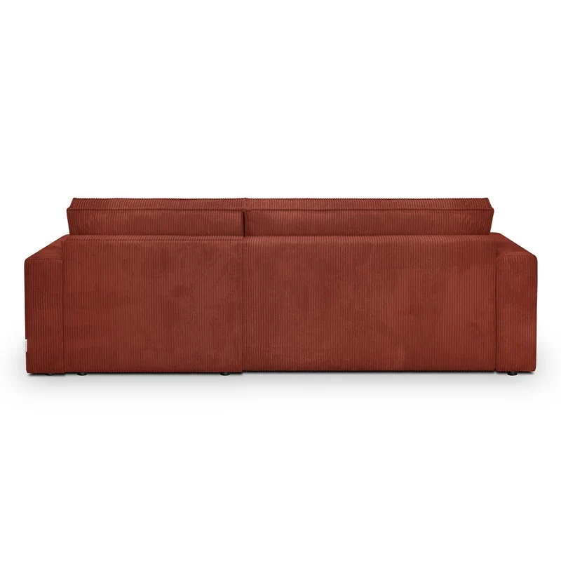 HOMIFAB Canapé d'angle Convertible réversible 4 Places avec Coffre de Rangement en Velours côtelé Rouille - Livia, 240 x 101/154 x 84 cm