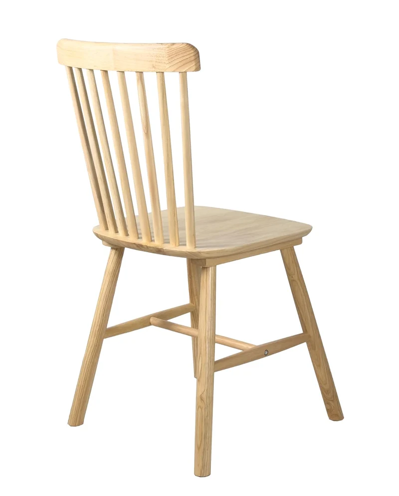 KAYELLES Lot de 2 chaises à barreaux bistrot café rétro Vintage Bois Massif Vernis Mona (Bois Teinte Naturelle)