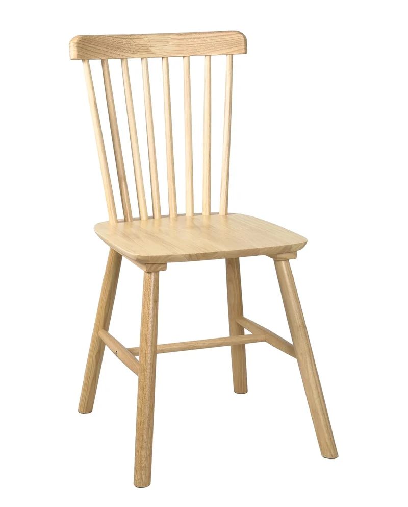 KAYELLES Lot de 2 chaises à barreaux bistrot café rétro Vintage Bois Massif Vernis Mona (Bois Teinte Naturelle)