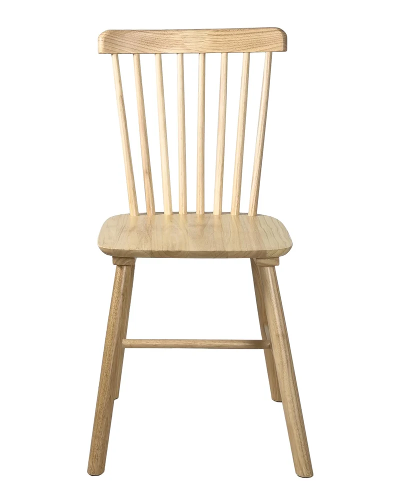 KAYELLES Lot de 2 chaises à barreaux bistrot café rétro Vintage Bois Massif Vernis Mona (Bois Teinte Naturelle)