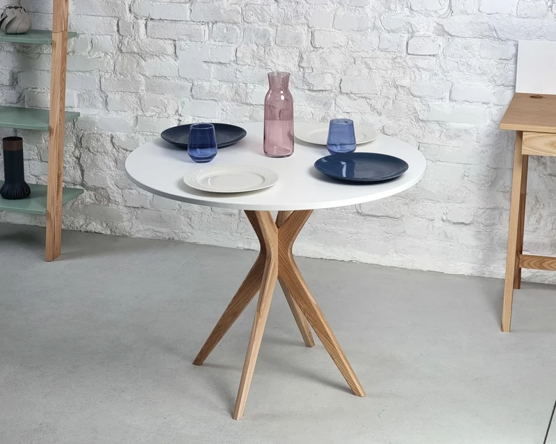 Ragaba Jubi Table à Manger Ronde 80cm Chêne Beige Brun
