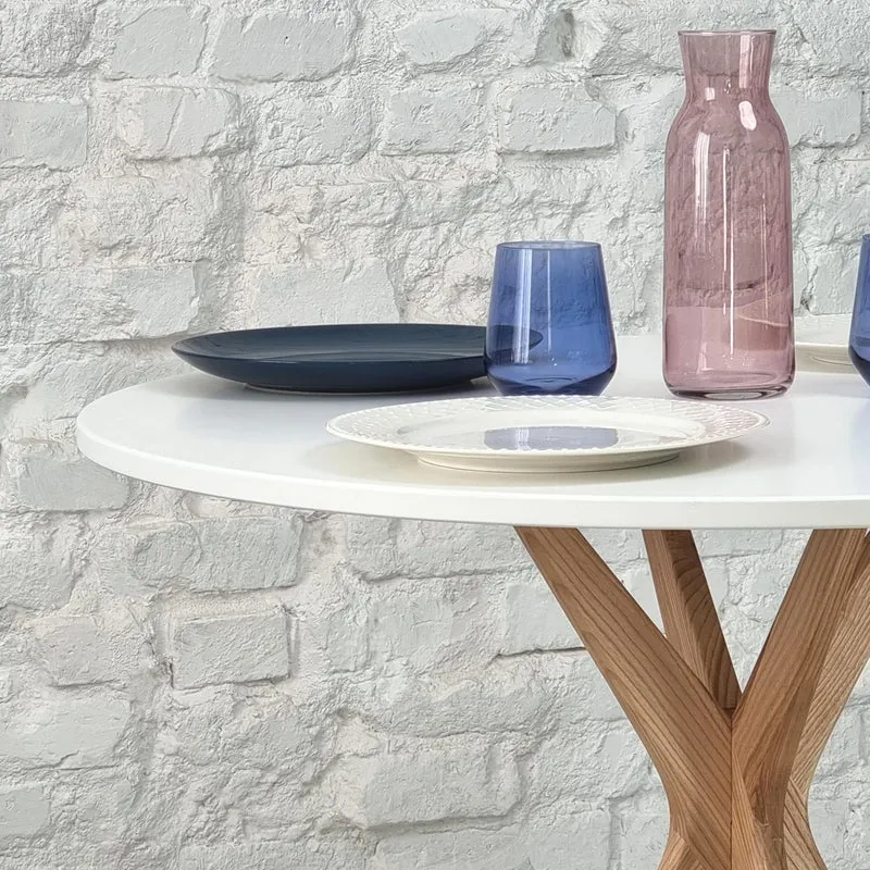 Ragaba Jubi Table à Manger Ronde 80cm Chêne Beige Brun