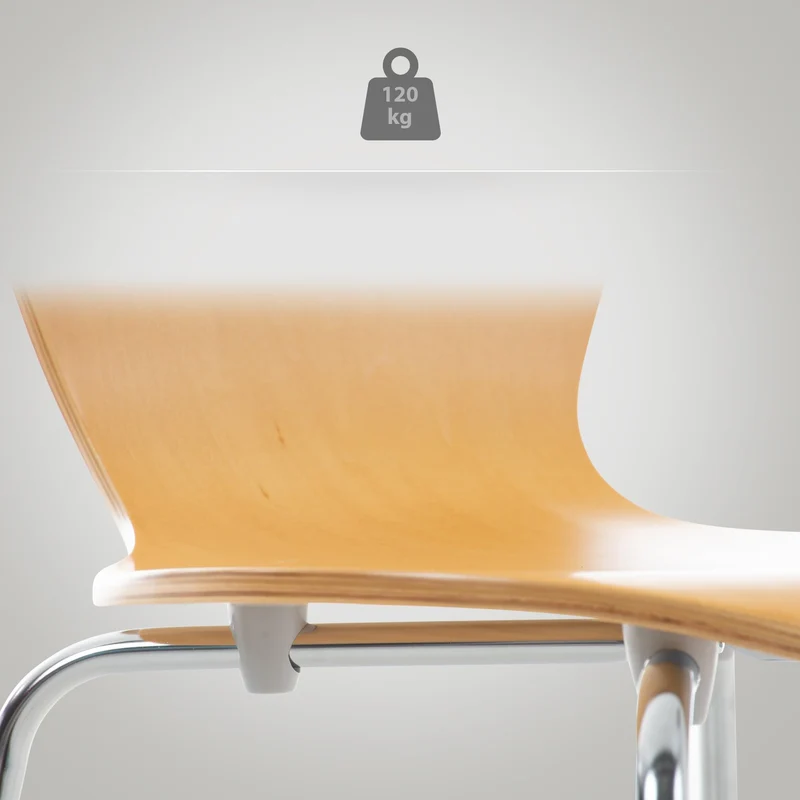 CLP Chaise Empilable Calisto en Bois - Assise Ergonomique - Chaise de Salle d'Attente en Bois Chaise, Hauteur Assise 45 cm -Couleurs au Choix:, Couleur:Nature
