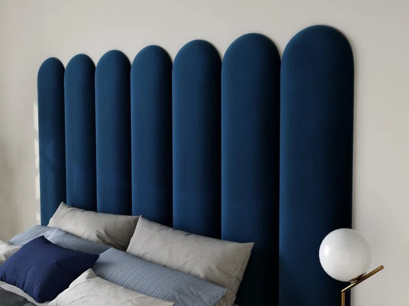 Pascal MORABITO - Panneaux muraux tête de lit - 210 cm - Velours - Bleu - JAPI de Pascal Morabito