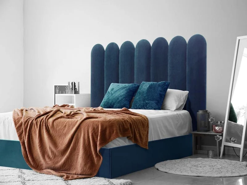 Pascal MORABITO - Panneaux muraux tête de lit - 210 cm - Velours - Bleu - JAPI de Pascal Morabito