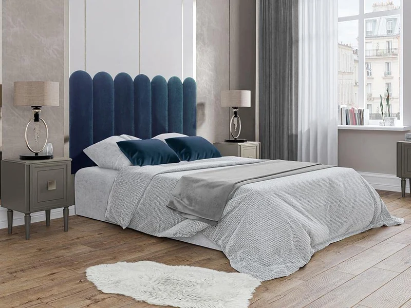 Pascal MORABITO - Panneaux muraux tête de lit - 210 cm - Velours - Bleu - JAPI de Pascal Morabito