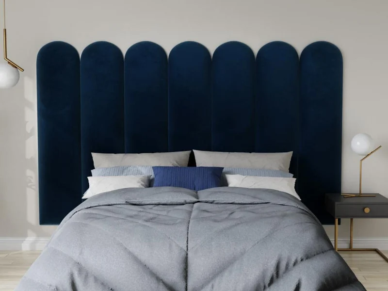Pascal MORABITO - Panneaux muraux tête de lit - 210 cm - Velours - Bleu - JAPI de Pascal Morabito