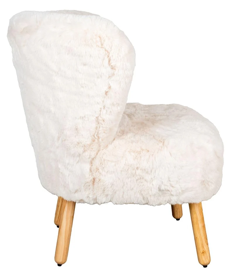 AUBRY GASPARD Fauteuil Effet Fourrure Blanche Petit