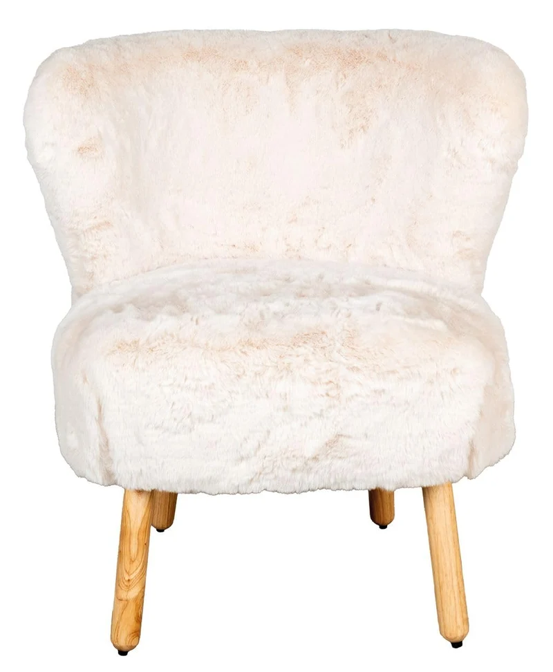 AUBRY GASPARD Fauteuil Effet Fourrure Blanche Petit