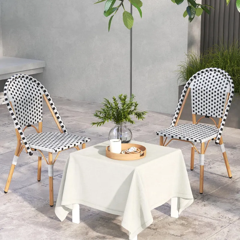 LIFEZEAL Lot 2 Chaises de Jardin en Rotin PE, Chaise Bistrot Extérieur avec Accoudoirs et Dossier, Fauteuil Balcon avec Structure Métallique Robuste, Charge 150 kg, 56,5 x 41 x 88,5 cm