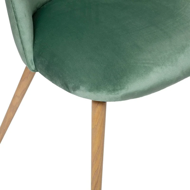Atmosphera - Chaise Slano - Vert céladon - Velours - Pieds métal Imitation hêtre