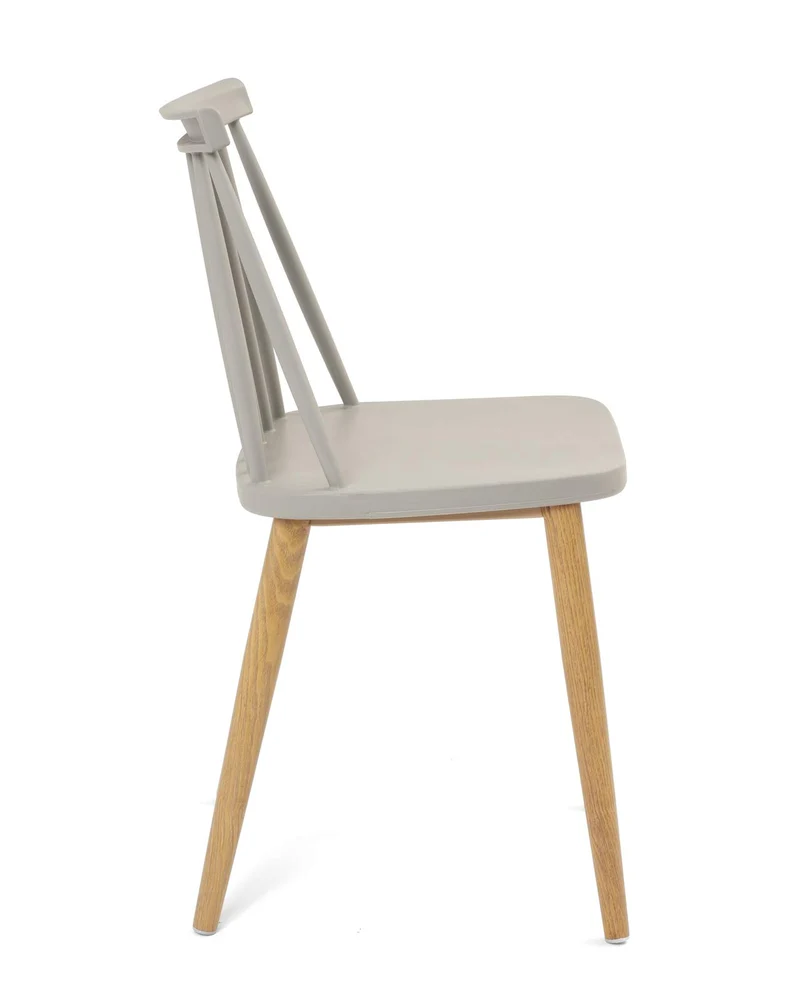 KAYELLES Lot de 2 - Chaise de Cuisine à barreaux bistrot café rétro scandinave, Pieds métal façon Bois Clair BAO (Gris)