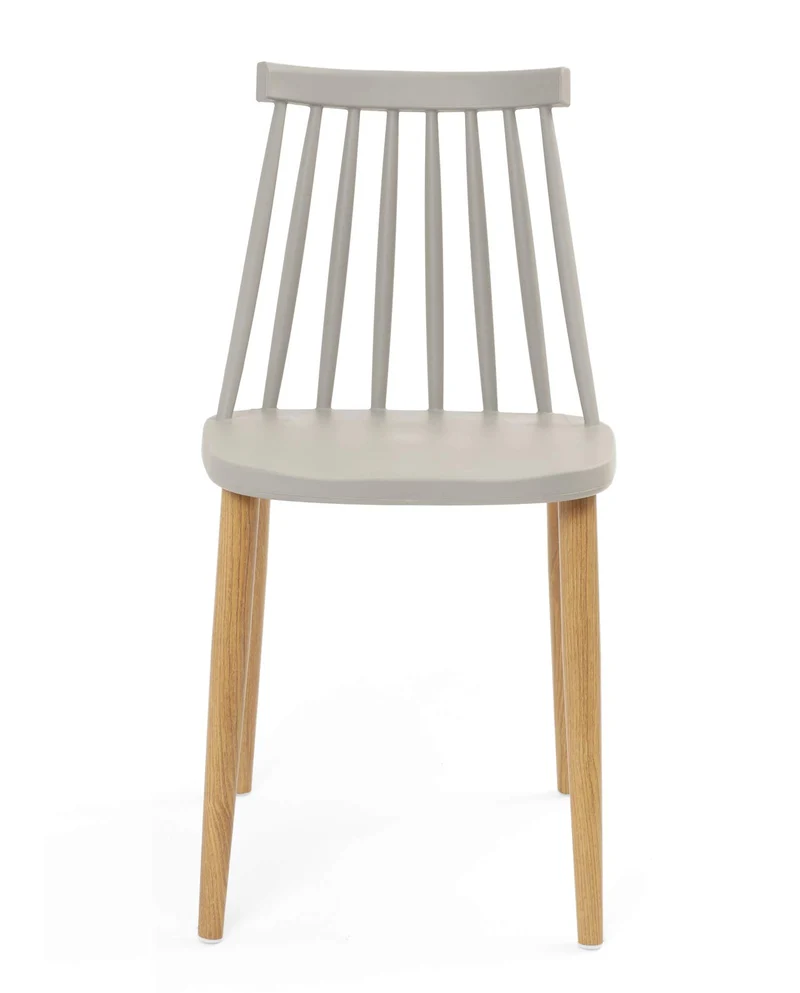 KAYELLES Lot de 2 - Chaise de Cuisine à barreaux bistrot café rétro scandinave, Pieds métal façon Bois Clair BAO (Gris)