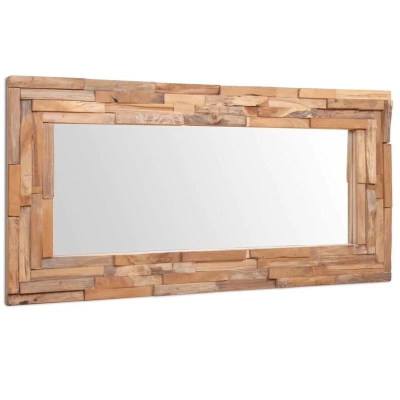 vidaXL Teck Miroir Décoratif Miroir Mural Miroir de Douche Miroir de Salon Salle de Séjour Chambre à Coucher Maison Intérieur 120x60 cm Rectangulaire