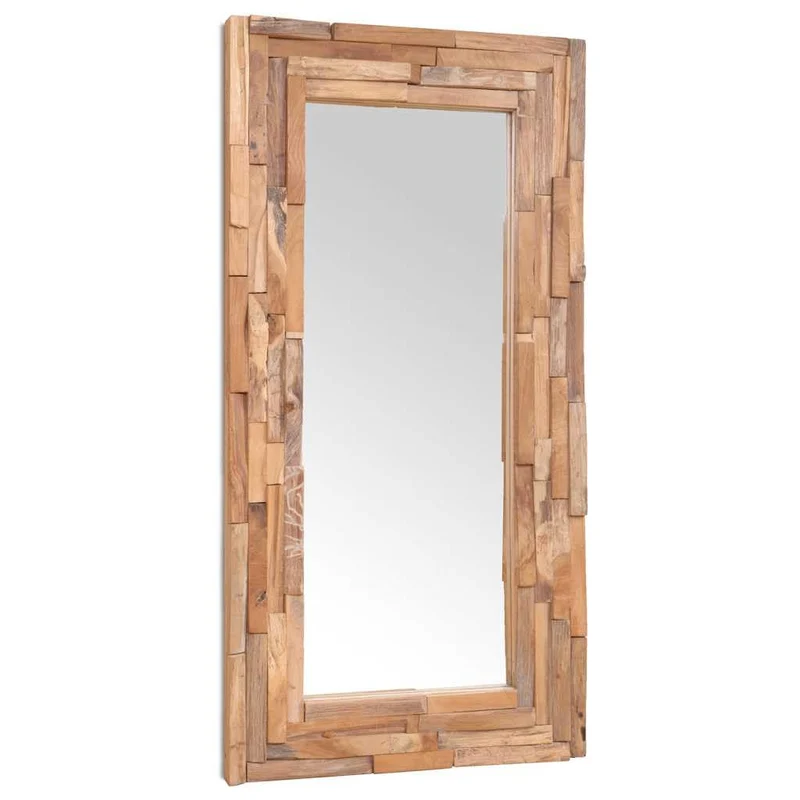 vidaXL Teck Miroir Décoratif Miroir Mural Miroir de Douche Miroir de Salon Salle de Séjour Chambre à Coucher Maison Intérieur 120x60 cm Rectangulaire